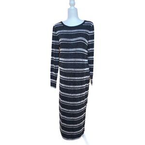 led Gray Striped Ribbed Maxi Maternity Dress NWT